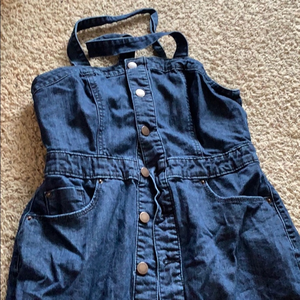 Denim skirt overall dress